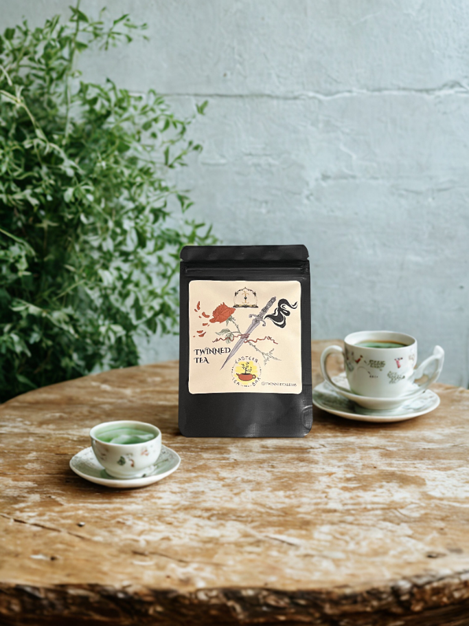 Loose leaf tea, a mixture of green and black tea leaves in a 10g bag